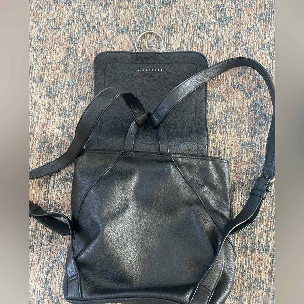 Sanctuary Black Leather Backpack Purse 100% Leather - Picture 7 of 9
